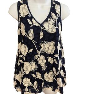 Rue Juju Women's Sleeveless Top Size Small Blue White Floral